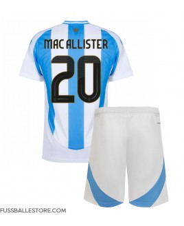 Günstige Argentinien Alexis Mac Allister #20 Heimtrikotsatz Kinder Copa America 2024 Kurzarm (+ Kurze Hosen)